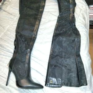 So Me "Katty" OTK mesh stripper thigh high boots